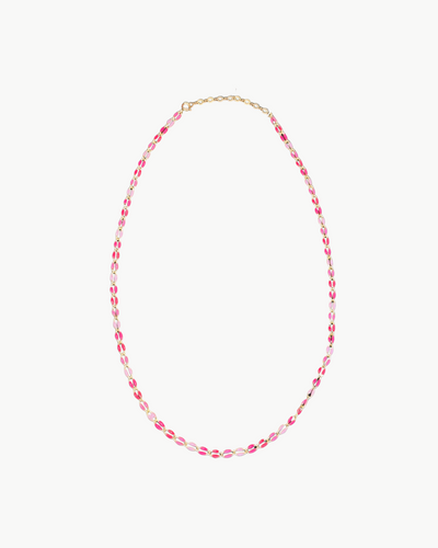 OVAL LINK NECKLACE IN PINK MULTI - Romi Boutique