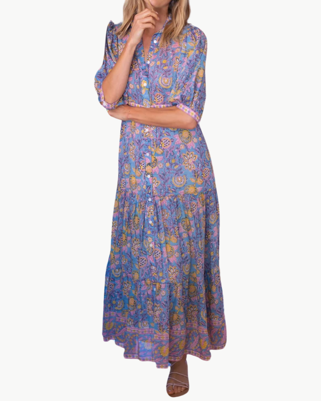 BLAIR MAXI IN BLUE YELLOW PRINT by Bell - Romi Boutique
