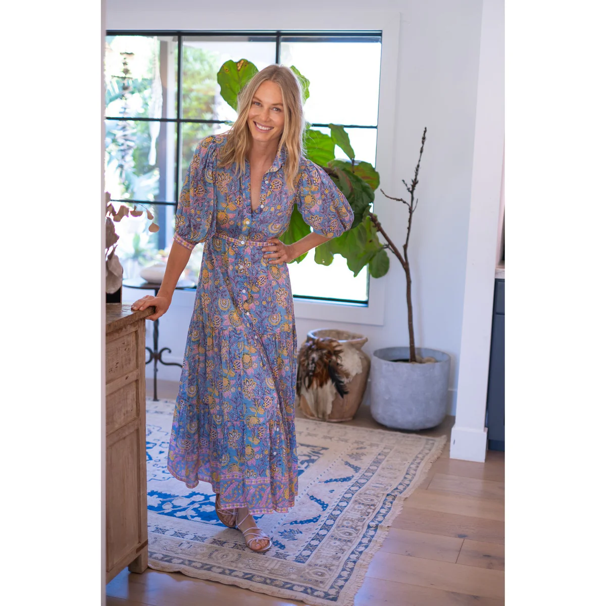 BLAIR MAXI IN BLUE YELLOW PRINT by Bell - Romi Boutique