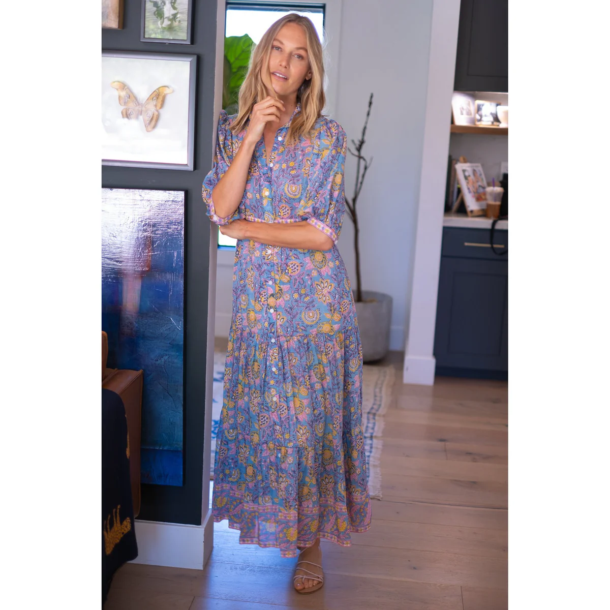 BLAIR MAXI IN BLUE YELLOW PRINT by Bell - Romi Boutique