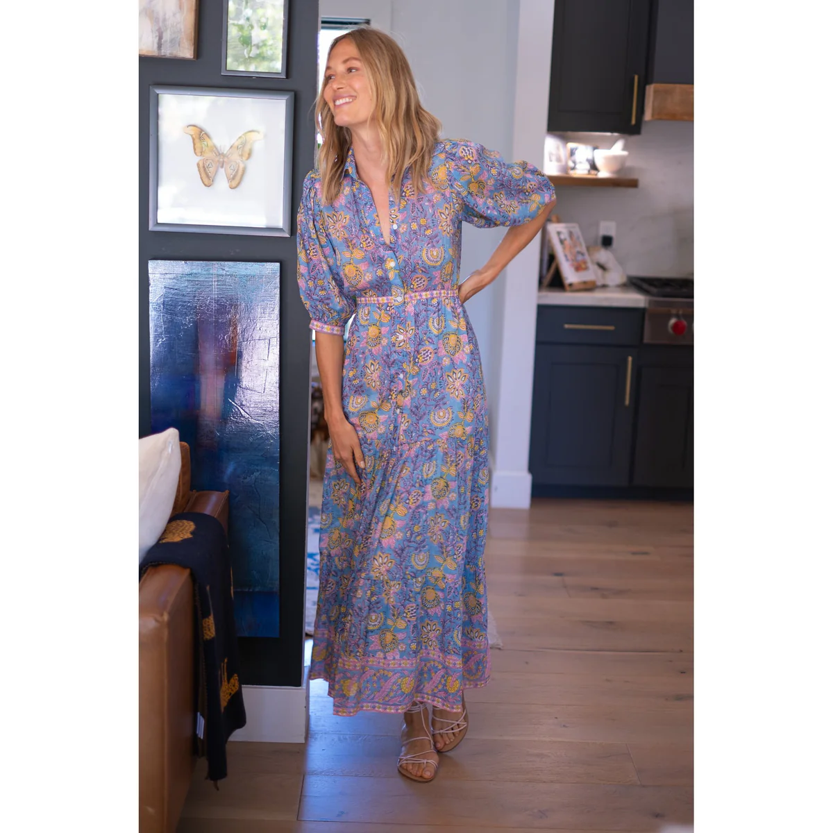BLAIR MAXI IN BLUE YELLOW PRINT by Bell - Romi Boutique