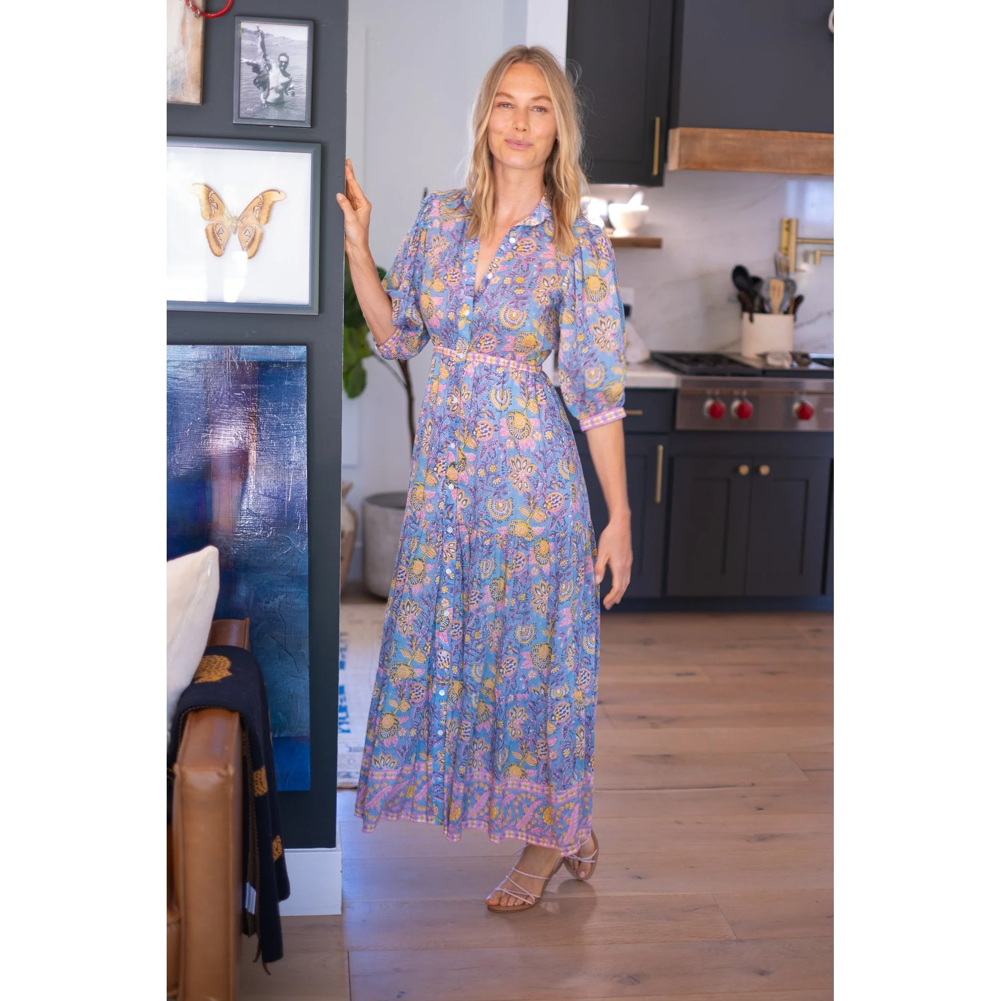 BLAIR MAXI IN BLUE YELLOW PRINT by Bell - Romi Boutique