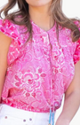MILIA TOP IN FUSCHIA PRINT by Bell - Romi Boutique
