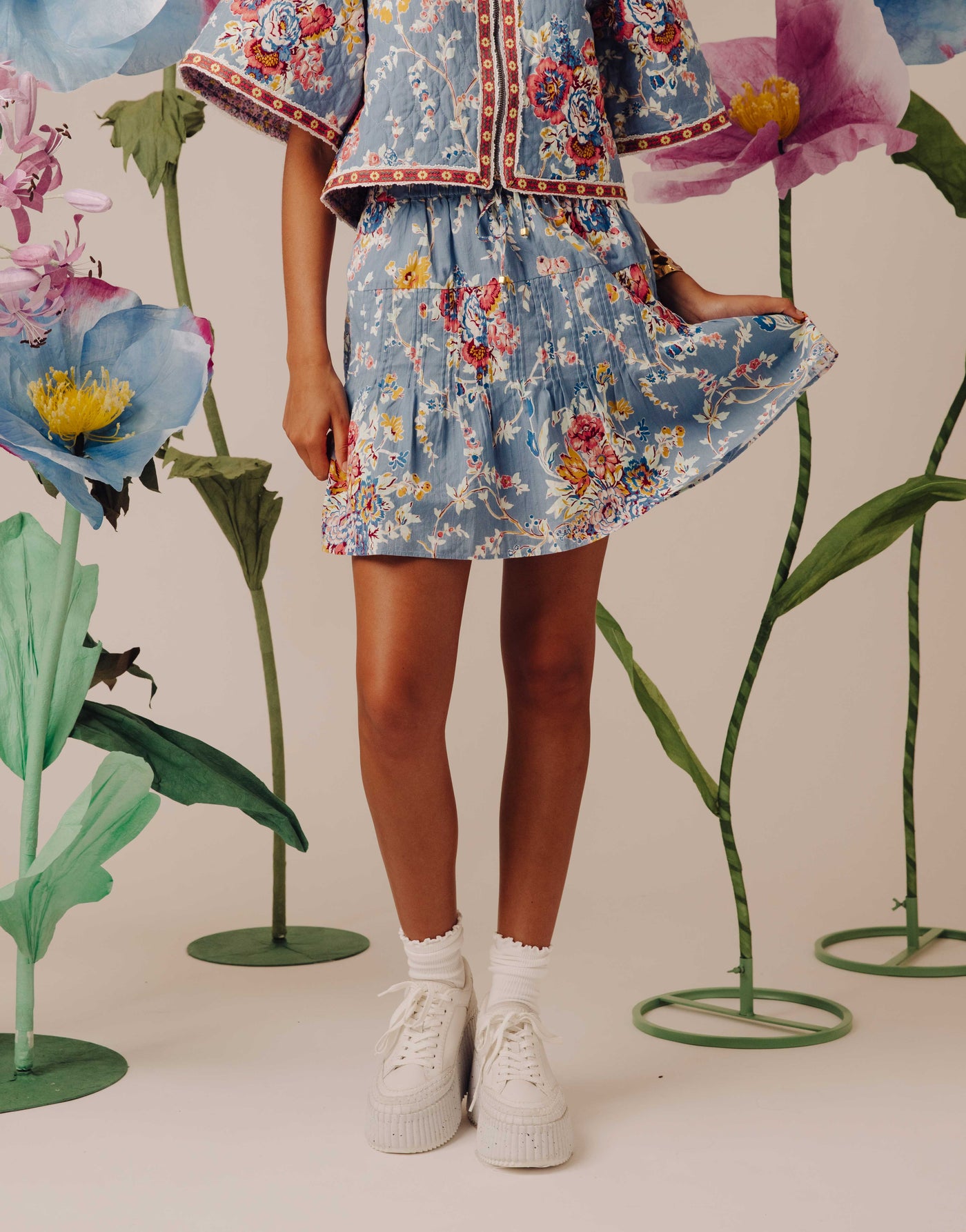 MELIE MINI SKIRT IN POWERSCOURT GARDEN FLORAL