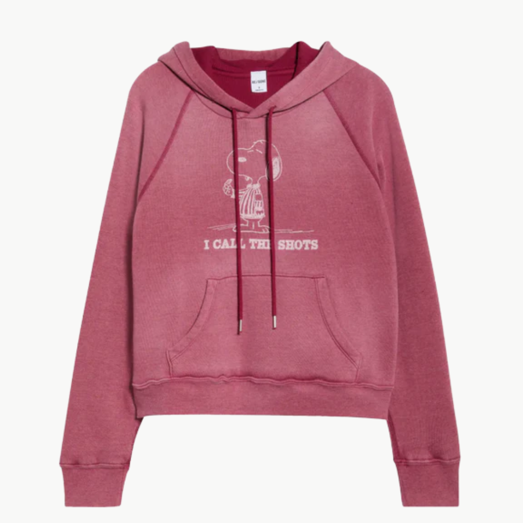 Re/Done THERMAL LINED RAGLAN HOODIE SNOOPY at Romi Boutique