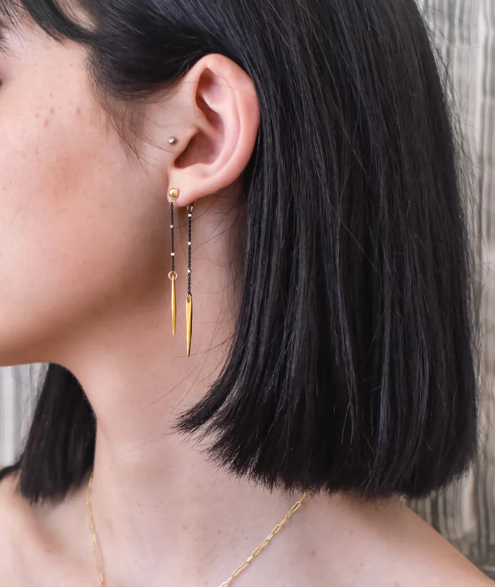 DOUBLE TROUBLE EARRINGS IN MIX METAL by Maya Bauman - Romi Boutique