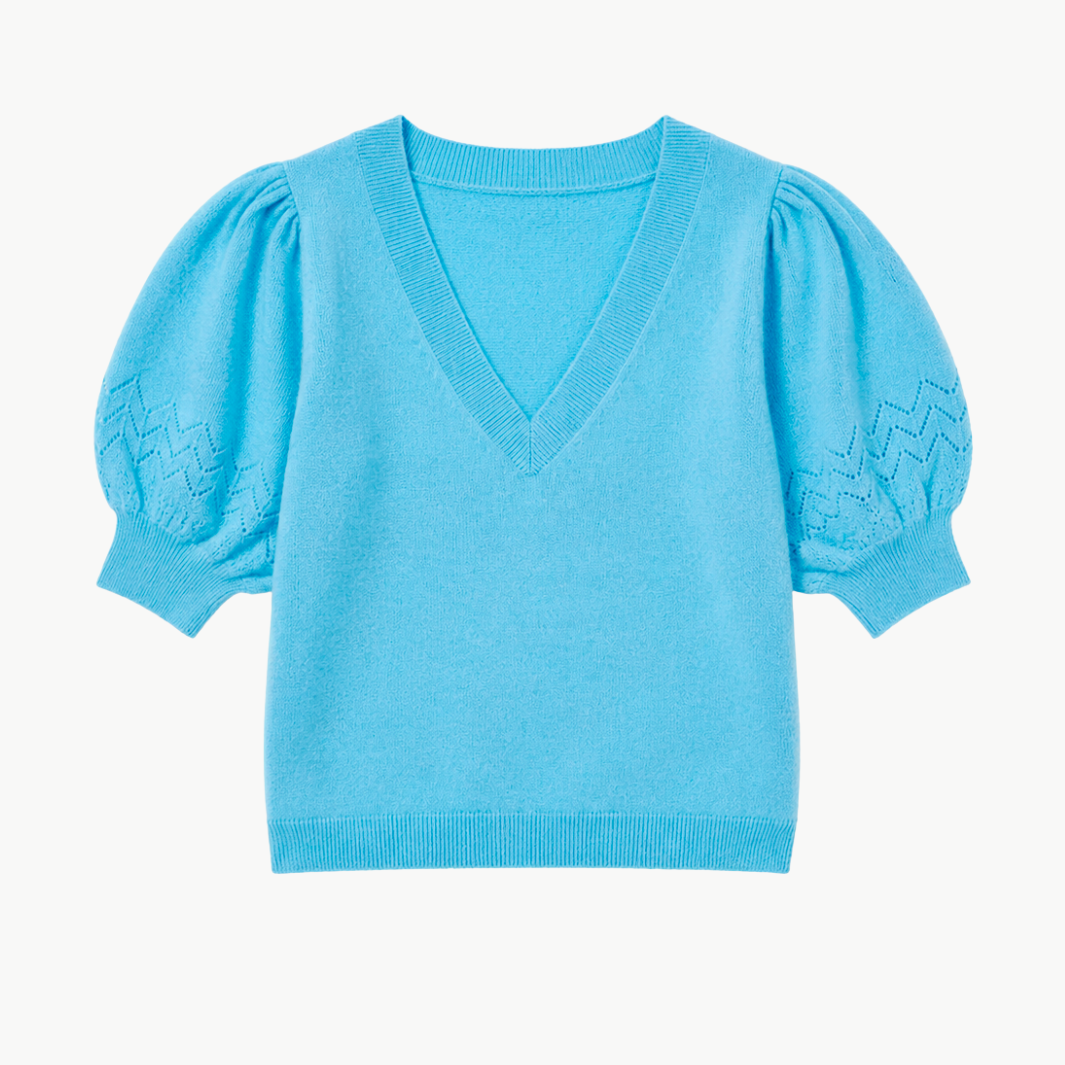 Reina Puff Cashmere Top