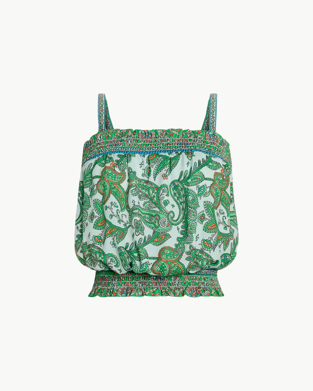 Ramy Brook MILEY SMOCKED SLEEVELESS CROP TOP at Romi Boutique