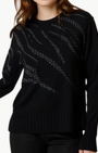 HOT FIX ZEBRA CASHMERE CREW NECK JUMPER IN BLACK by Brodie - Romi Boutique