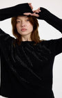 HOT FIX ZEBRA CASHMERE CREW NECK JUMPER IN BLACK by Brodie - Romi Boutique