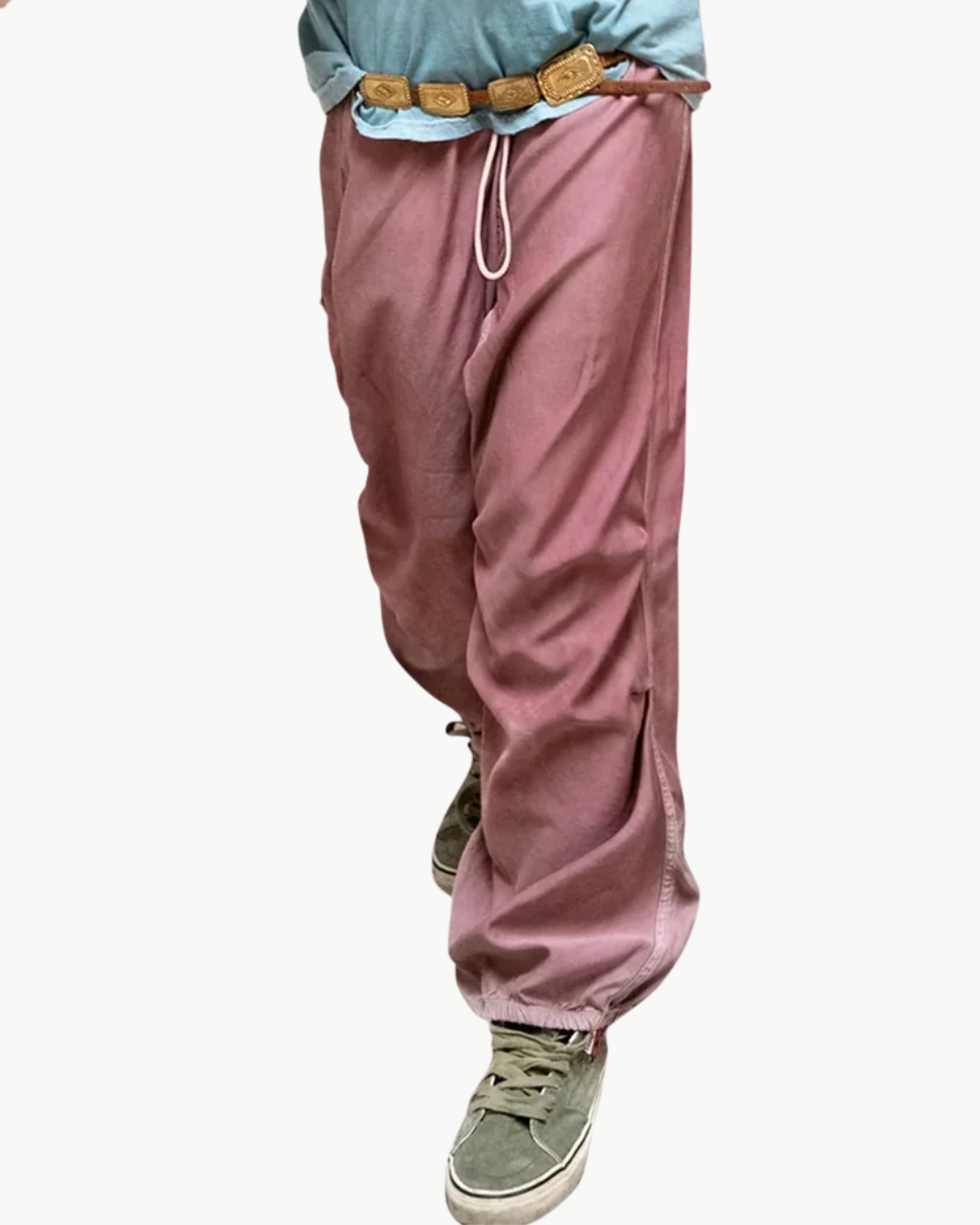 MATTE/SATIN LOOSE DRAWCORD BIGGY PANT IN BLUSH POWDER