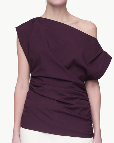 NARA COTTON OFF SHOULDER TOP IN PLUM