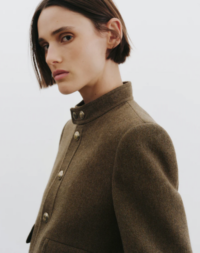 HADLEY CROPPED JACKET IN MOSS GREEN