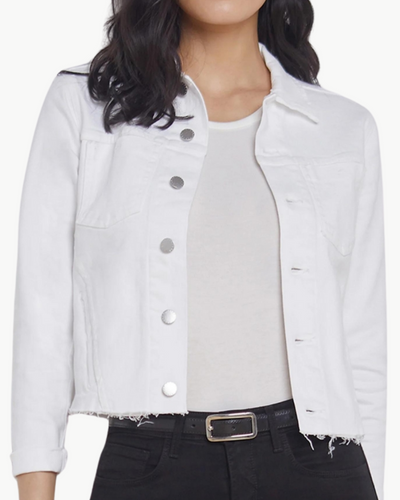 JANELLE SLIM RAW JACKET IN WHITE