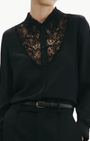 Nili Lotan ZOLA LACE/SILK SHIRT IN BLACK at Romi Boutique