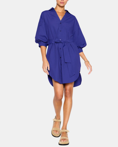 KATE BELTED DRESS IN COBALT - Romi Boutique