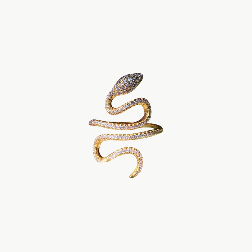 Native Gem ENCHANTED SNAKE RING IN GOLD at Romi Boutique