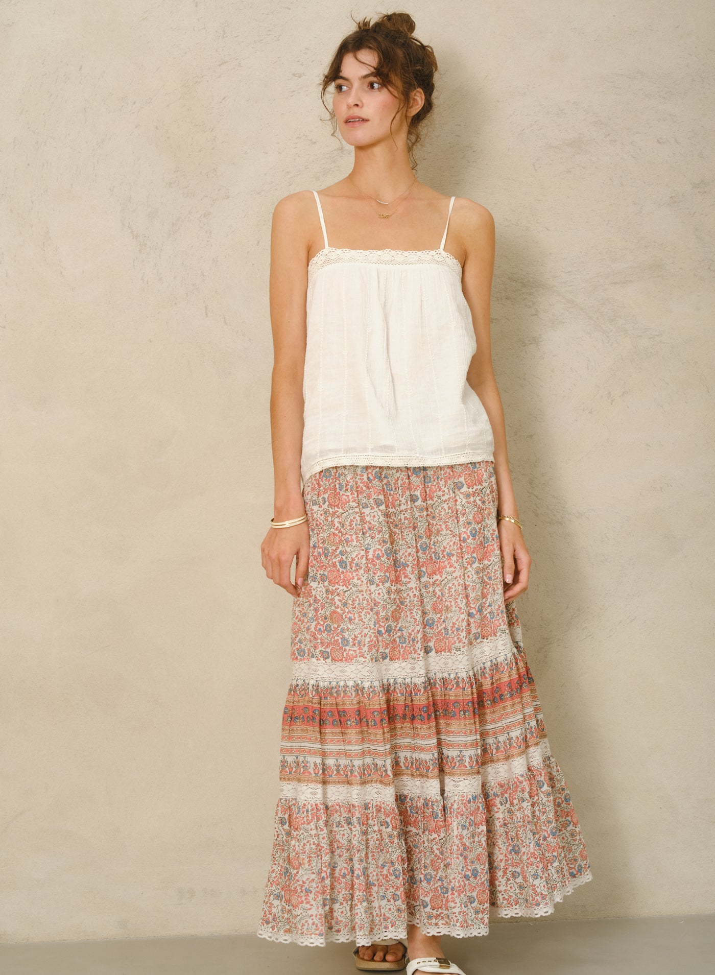 CASS PRINT MAXI SKIRT IN CORAL