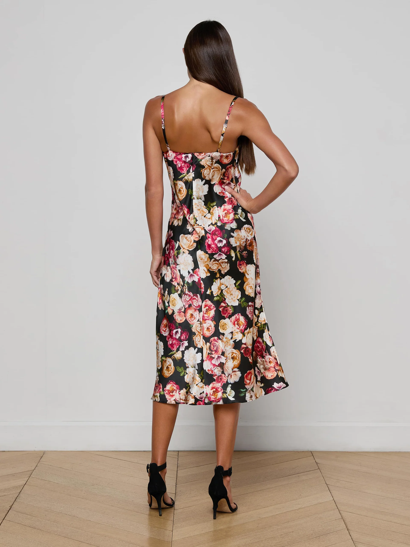 SOLAY BIAS CUT SLIP DRESS IN MULTI CLUSTER FLORAL