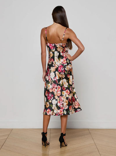 SOLAY BIAS CUT SLIP DRESS IN MULTI CLUSTER FLORAL