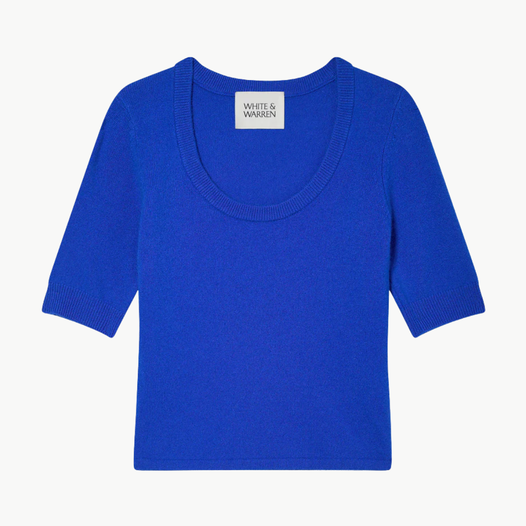 White & Warren CASHMERE SCOOP NECK TOP at Romi Boutique