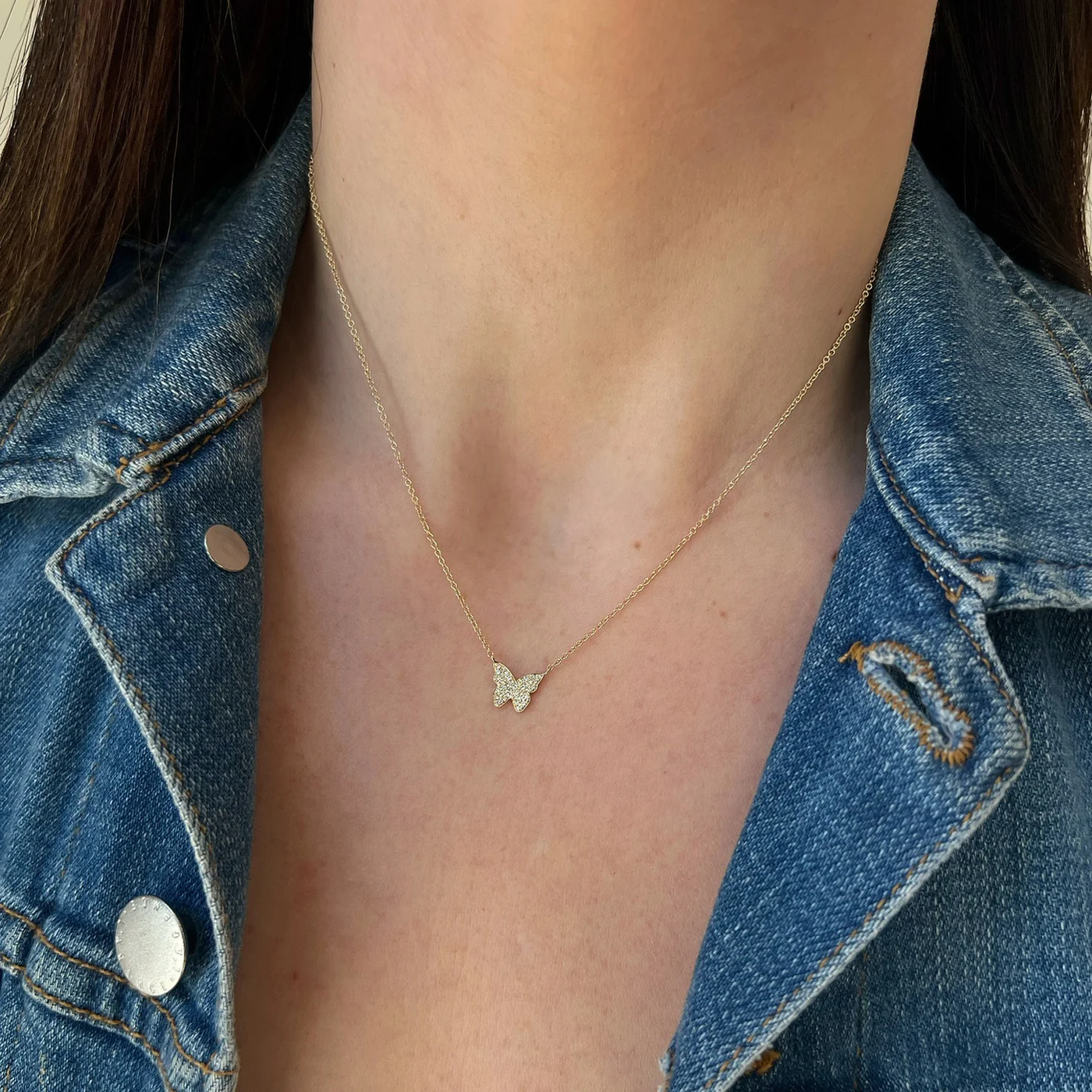 DIAMOND BUTTERFLY NECKLACE IN GOLD