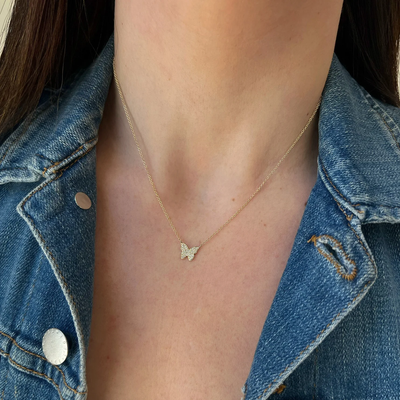 DIAMOND BUTTERFLY NECKLACE IN GOLD