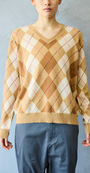Brazeau Tricot Argyle V-Neck at Romi Boutique