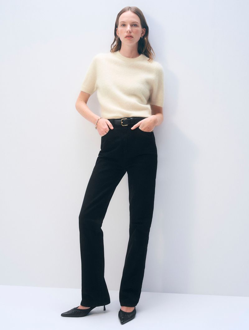 BRUSHED CASHMERE TEE IN IVORY