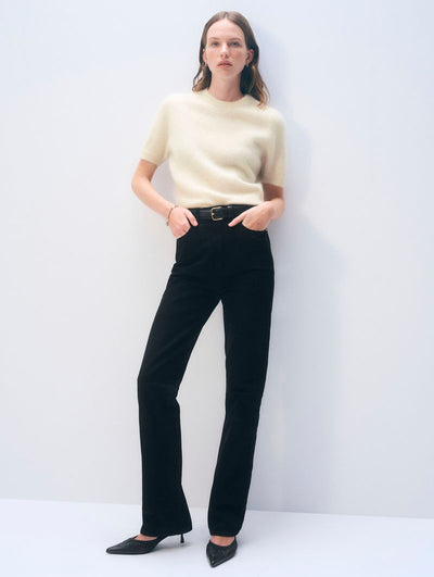 BRUSHED CASHMERE TEE IN IVORY