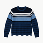 Engineered Stripe Scalloped Shaker Crewneck Sweater