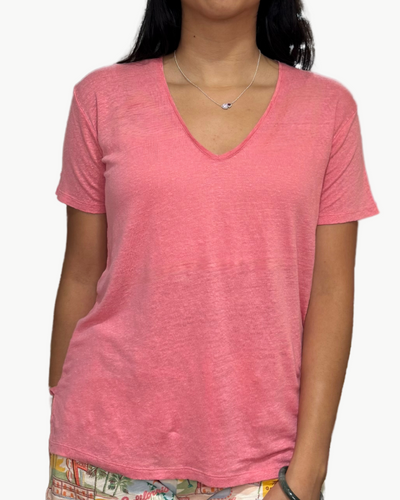 TORAMA KNIT T-SHIRT IN HIBISCUS