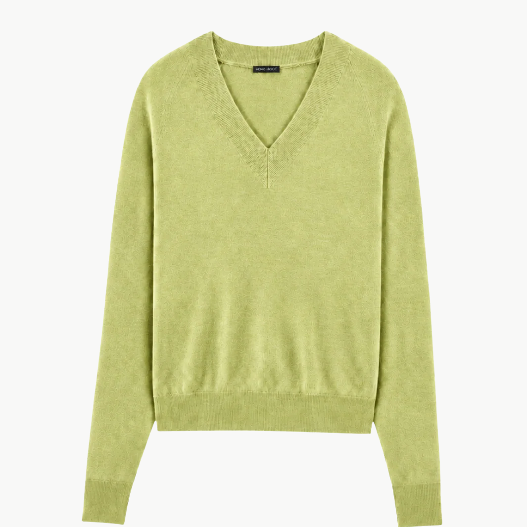 Minnie Rose Cashmere Long Sleeve Shrunken V Neck at Romi Boutique