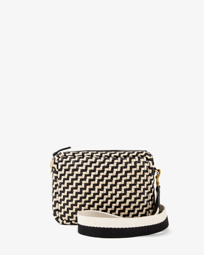 MIDI SAC IN BLACK AND CREAM WOVEN ZIG ZAG