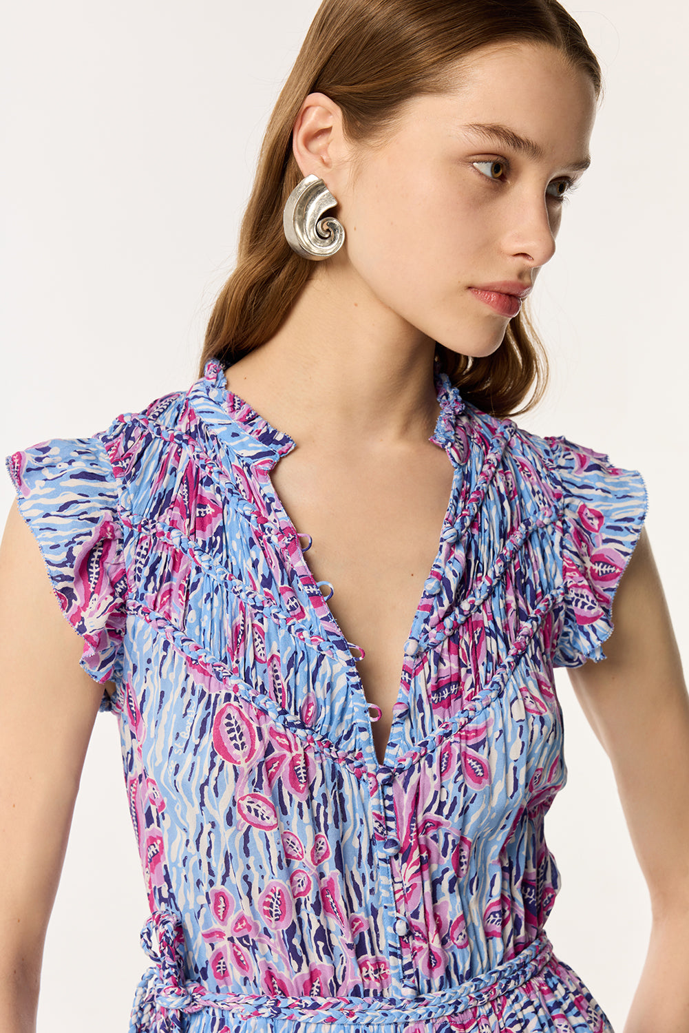 MINI DRESS CALLIE IN BLUE EXOTIC FOREST