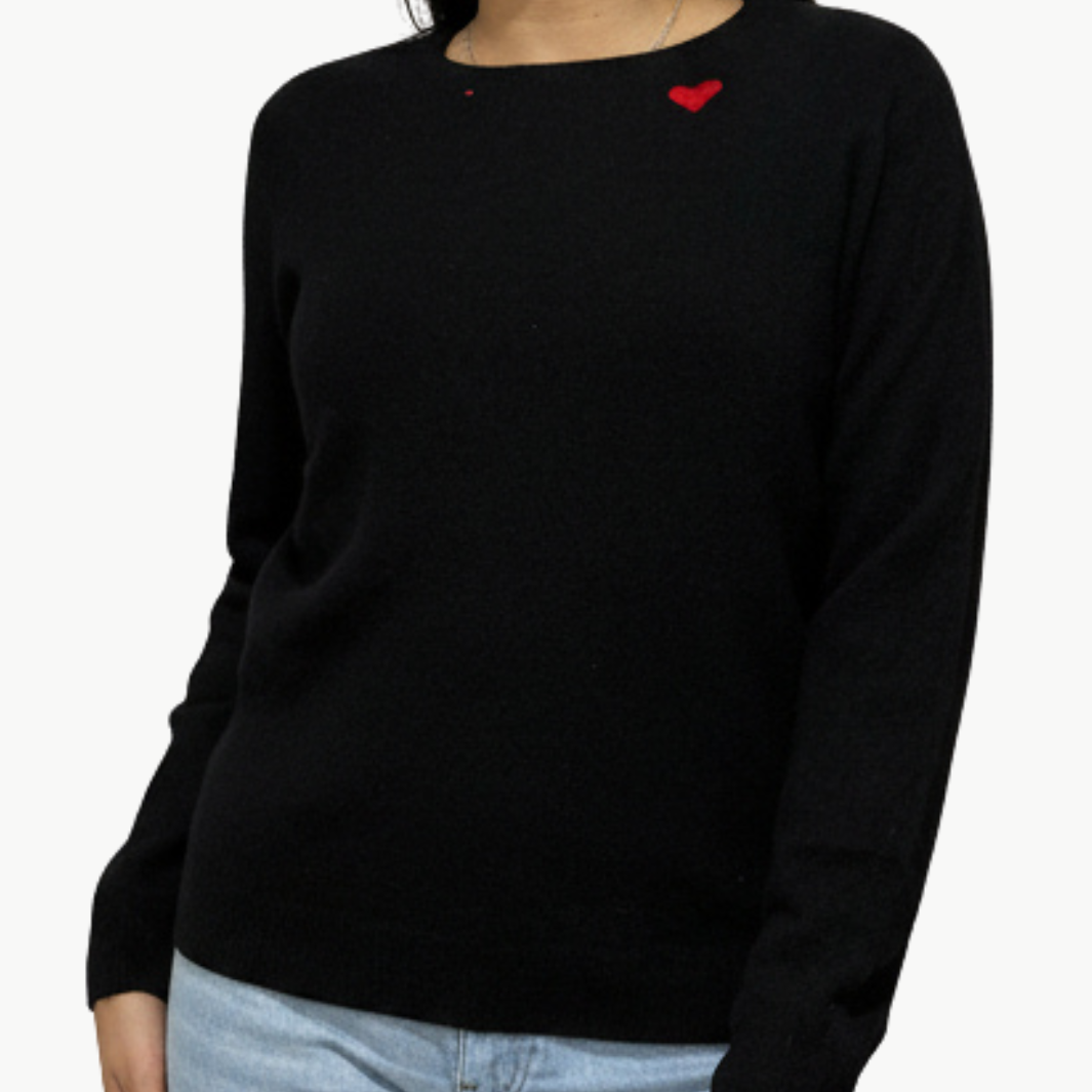 I Stole My Boyfriend's Shirt Red Heart X Cashmere Sweater at Romi Boutique