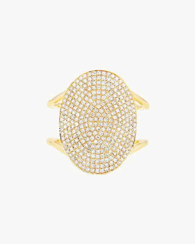 DIAMOND JUMBO OVAL RING IN 14K YELLOW GOLD