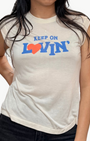 Junk Food KEEP ON LOVIN SLEEVELESS TEE at Romi Boutique