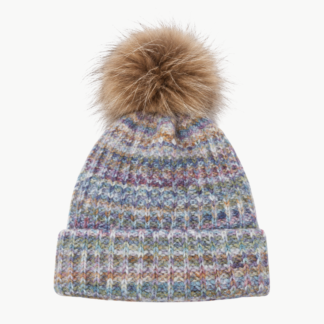 Space Dye Beanie W/ Fur Pom Pom