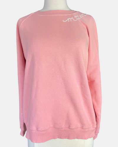MOM EMBROIDERED CREWNECK IN DUSTY ROSE - Romi Boutique