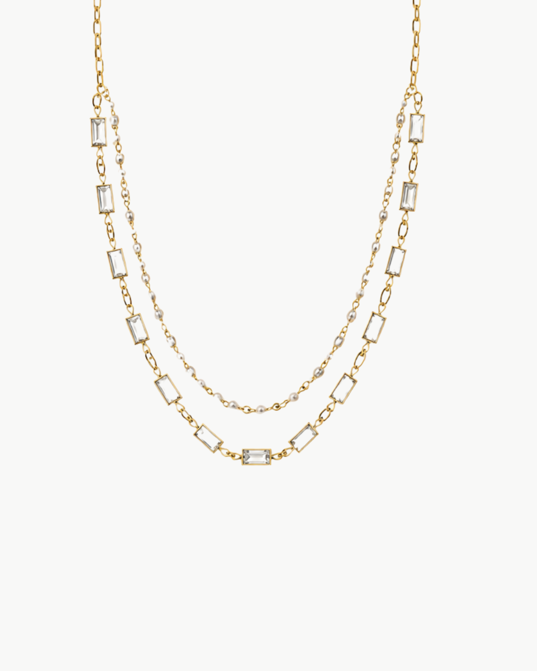 Romi Glass Pearl Double Strand Necklace at Romi Boutique