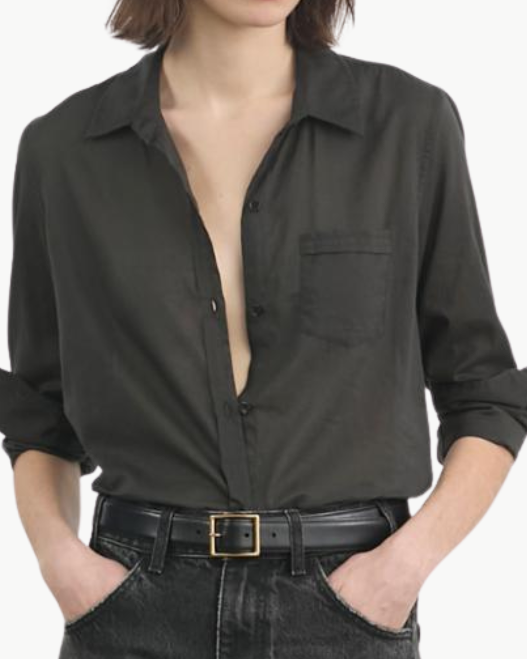 COTTON VOILE SHIRT IN BLACK