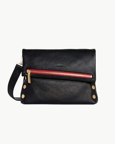 VIP MED IN BLACK/BRUSHED GOLD RED ZIP - Romi Boutique