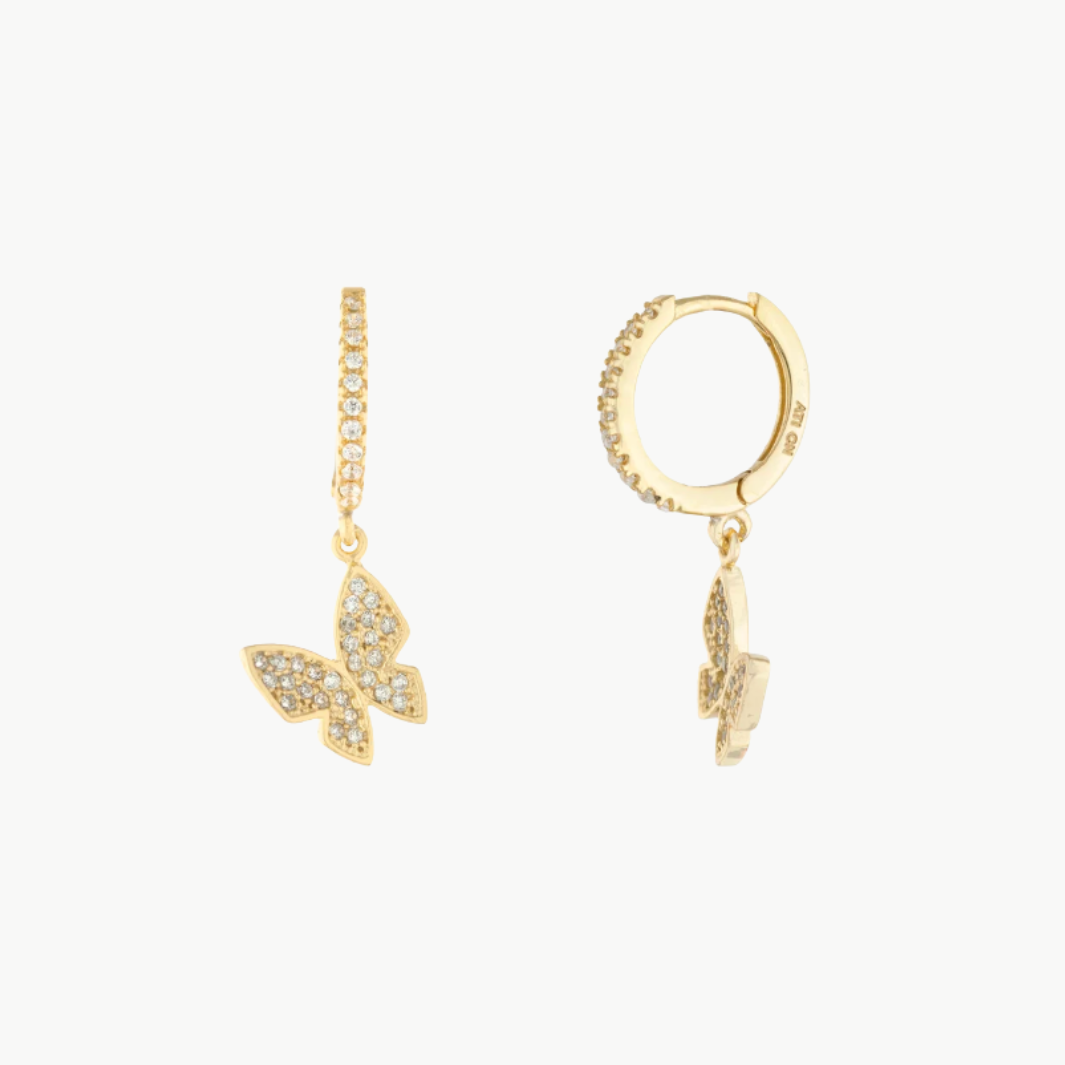 Butterfly Drop Huggie Earrings