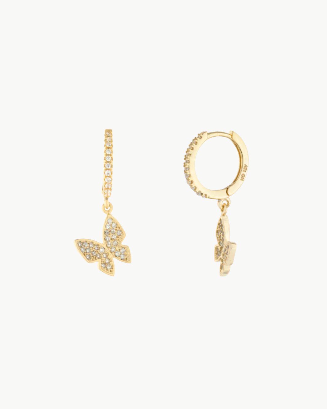 Butterfly Drop Huggie Earrings
