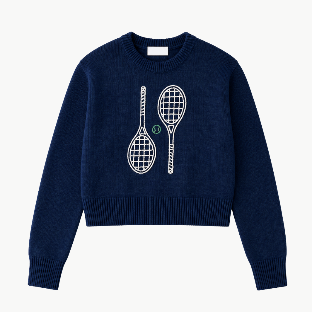 Cashmere Tennis Embroidered Sweatshirt