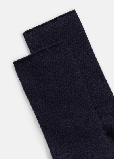 CASHMERE JERSEY SHORT SOCKS IN COASTAL BLUE - Romi Boutique