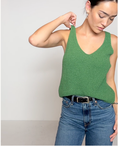 CECE SWEATER TANK IN GREEN LAWN