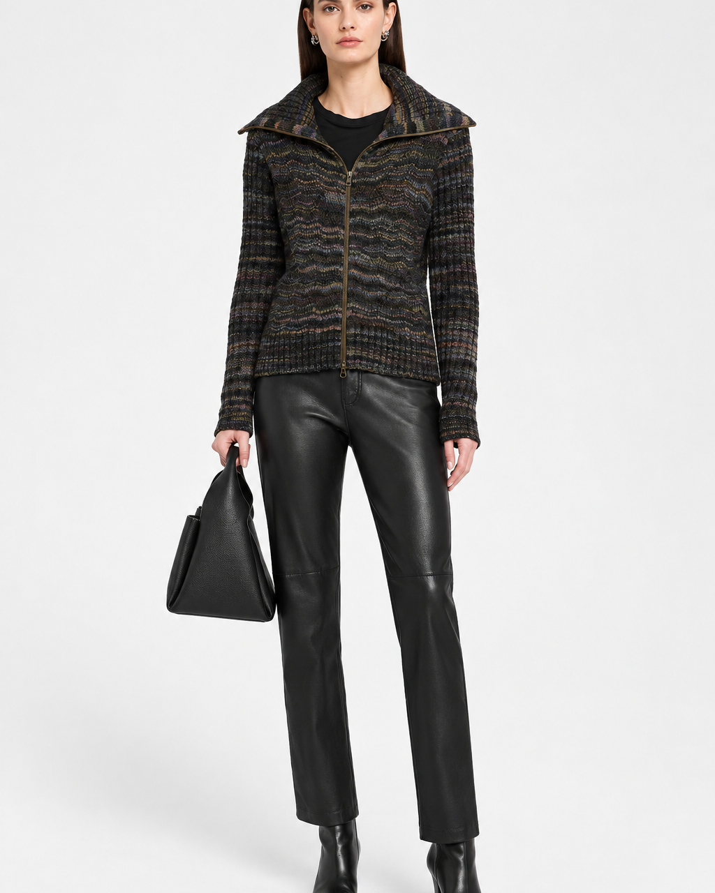 Space Dye Basketweave Zip Front Jacket
