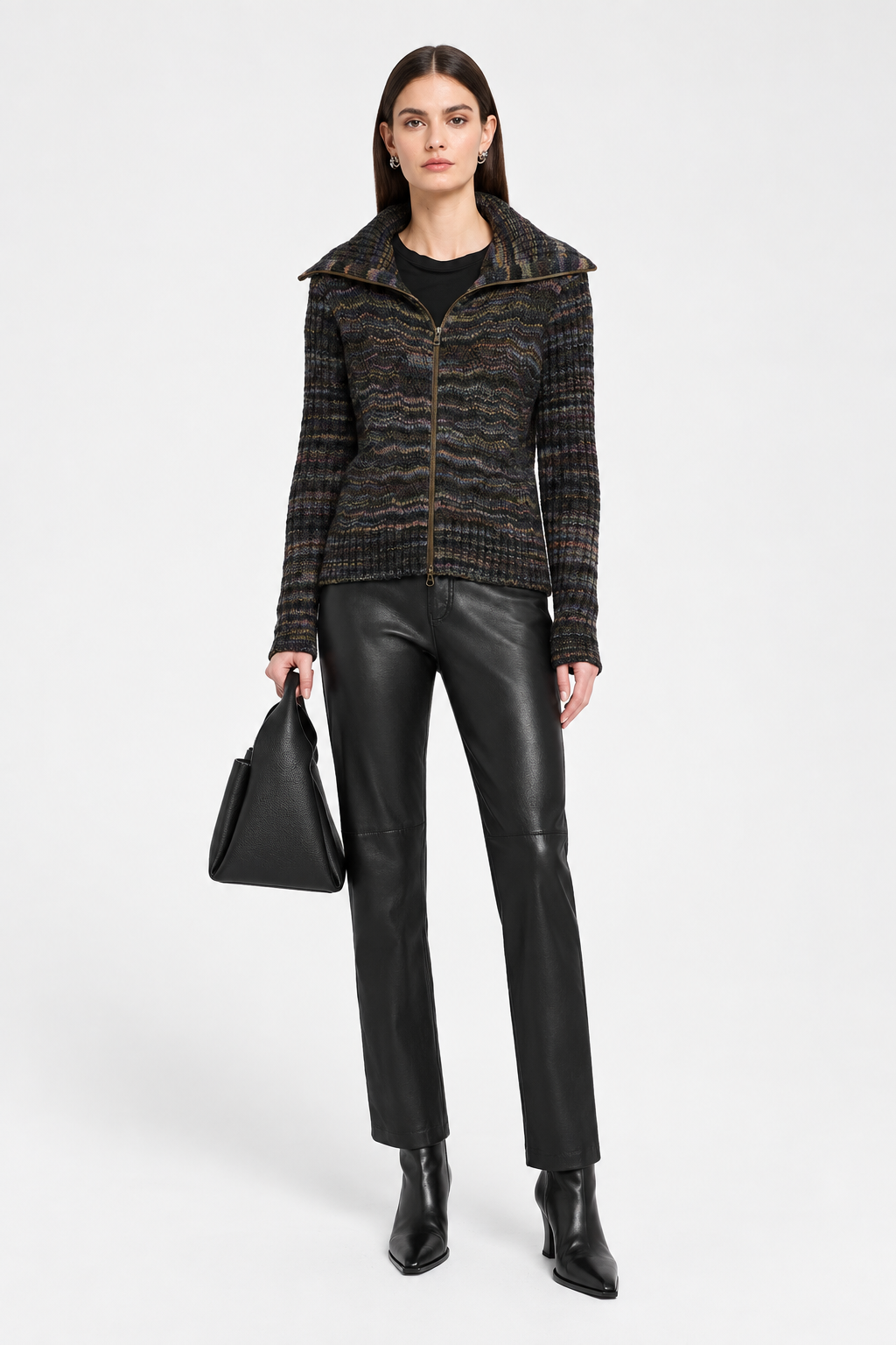 Space Dye Basketweave Zip Front Jacket